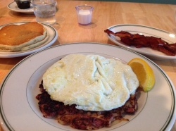 Corned Beef Hash with Pancakes